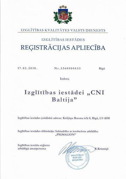cni baltija registracija